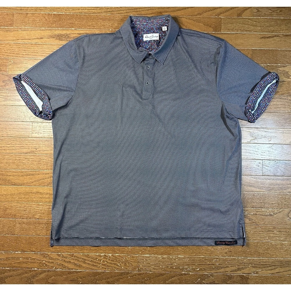 Robert Graham Performance Polo  Mens 2XL Classic Fit Black Birdseye Stretch Golf